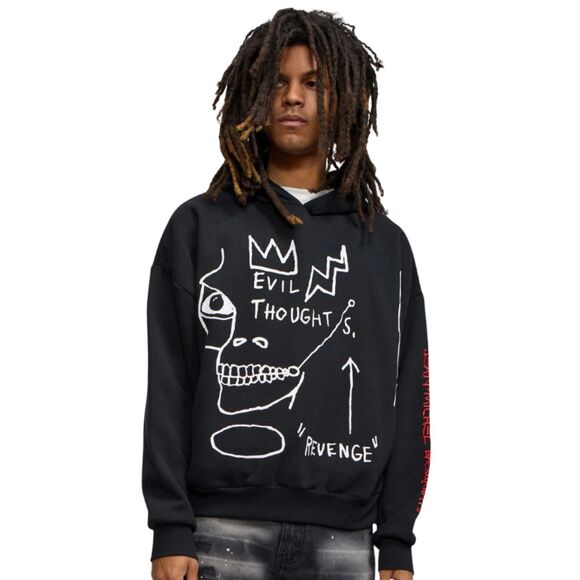 Reason Basquiat Hoodie Men’s XL Black White Evil Thoughts Graphic - Picture 5 of 16